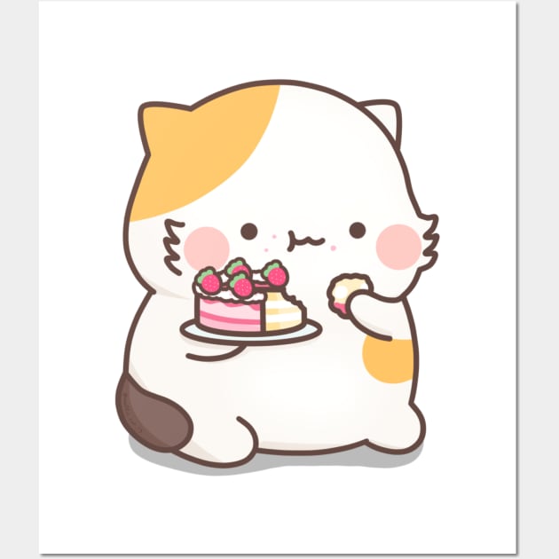 Muffin cat eating cake Wall Art by @muffin_cat_ig